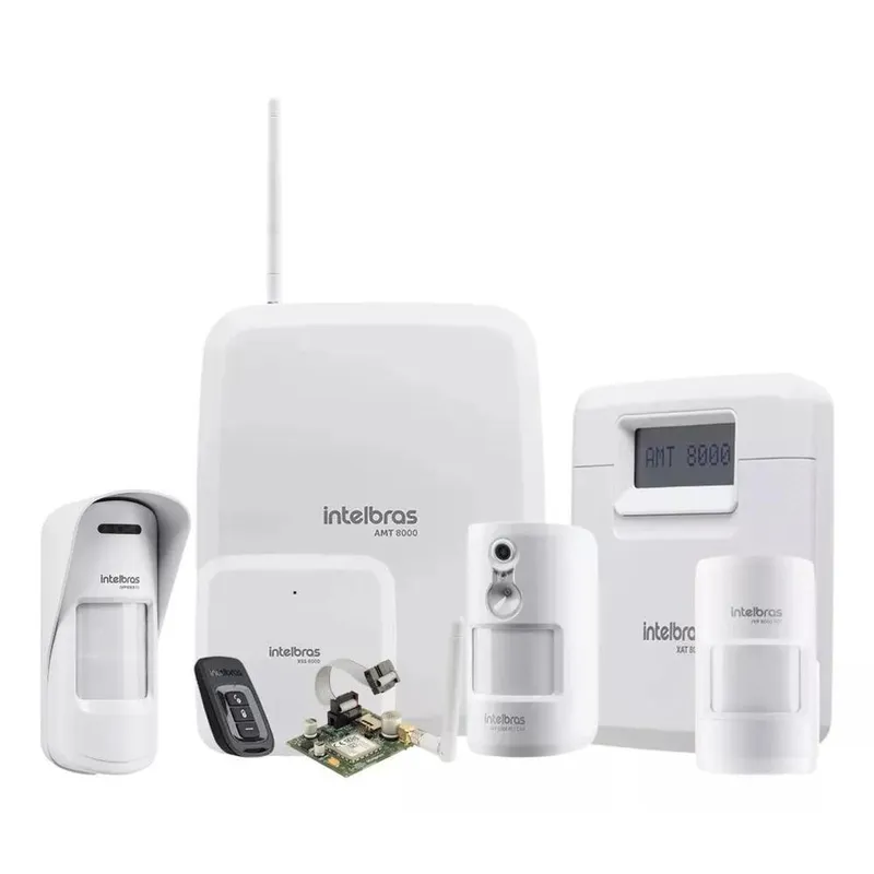 Kit Amt 8000 S/ Fio Sensores Gprs Teclado E Sirene Intelbras