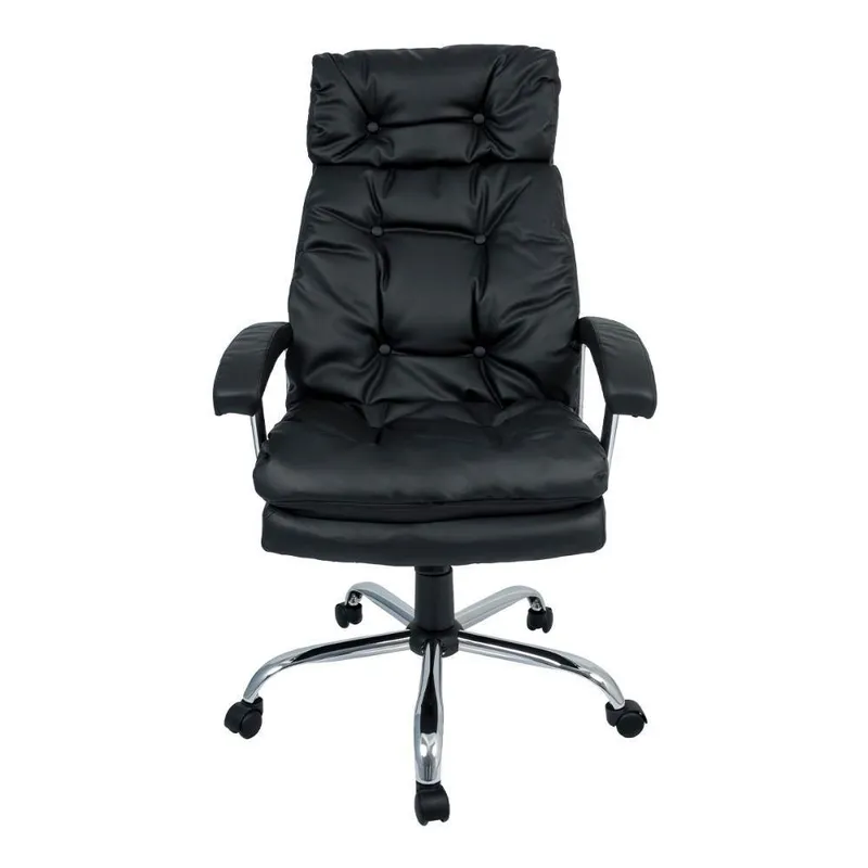 Cadeira Office Pelegrin Presidente, Peso Máx. Suportado 120Kg, Em Couro PU, Preta - Pel-7613