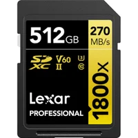 Cartão Memória Lexar Sd Xc 512gb 270mb/s Gold Uhs-ii V60 Lsd1800512g-bnnng