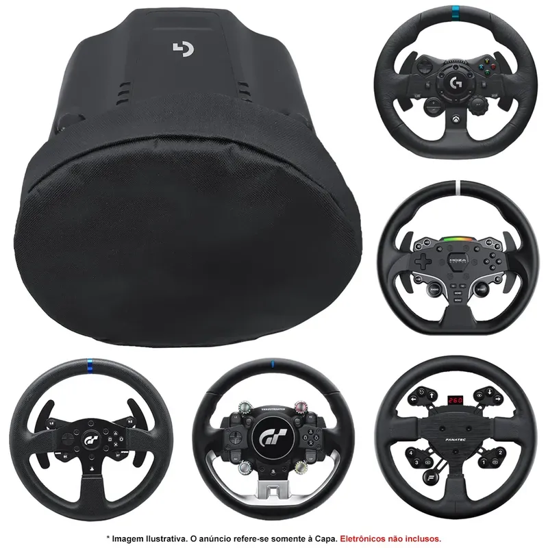 Capa Protetora Qualicapas P/ Volante C/ 28cm Diâmetro Logitech Thrustmaster Fanatec Moza Racing Entre Outros Simuladores