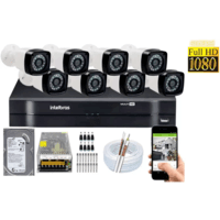 Kit 8 Cameras Segurança 1080 Full Hd Dvr Intelbras 8ch Mhdx Alta Resolução C/ Acessórios