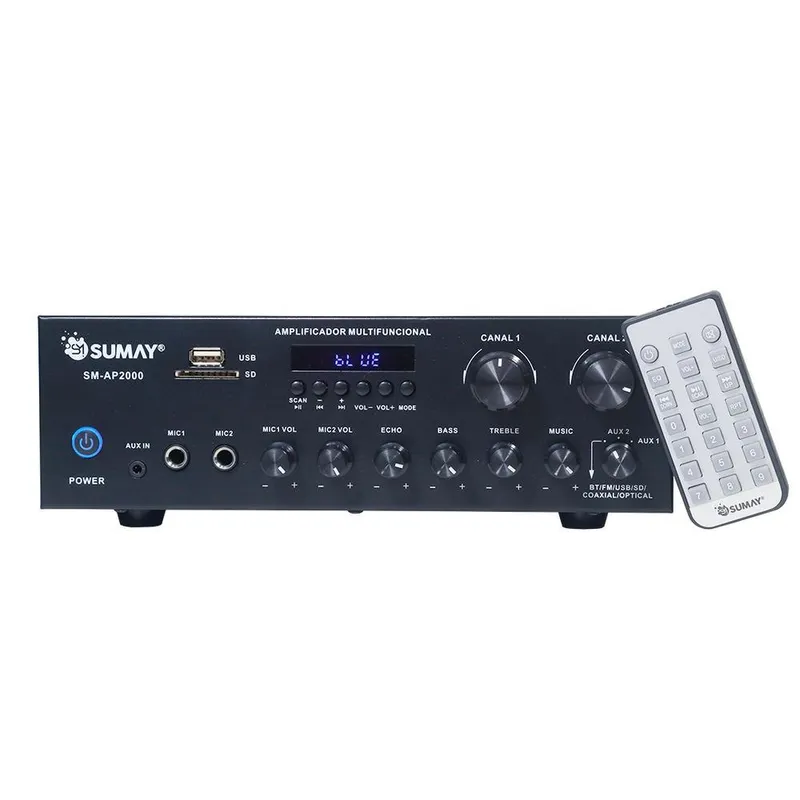 Amplificador De Som Stereo 2 Canais - Sumay Sm-ap2000