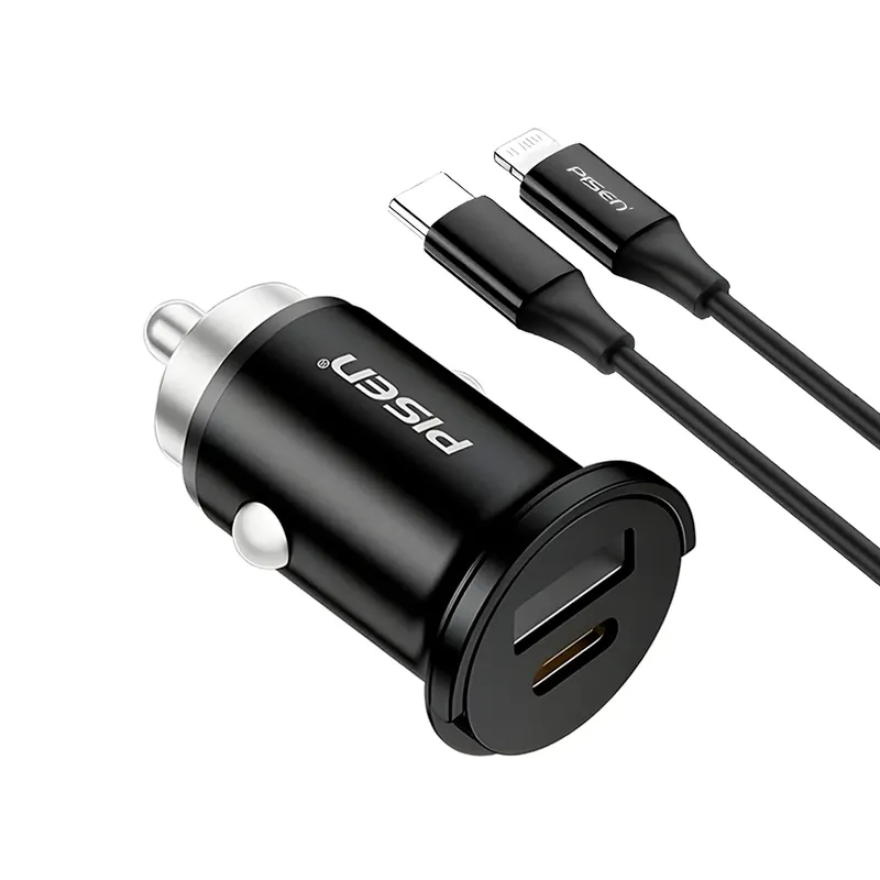 Carregador Usb A/c Pisen Máx. 20w Mini Para Veículo Preto