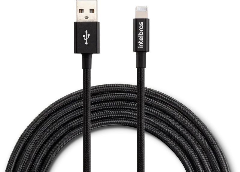 Cabo Intelbras Lightning, 1,5m, Nylon Preto - Eual 15np