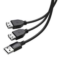 Cabo Extensor ELG USB 2.0 e com 1 Porta Macho e 2 Fêmeas, 1.5m, Preto - USBY2