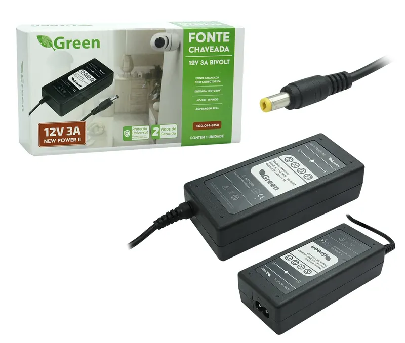 Fonte Chaveada 12v 3amp Plug 5,5x2,1mm Bivolt - Uso Geral