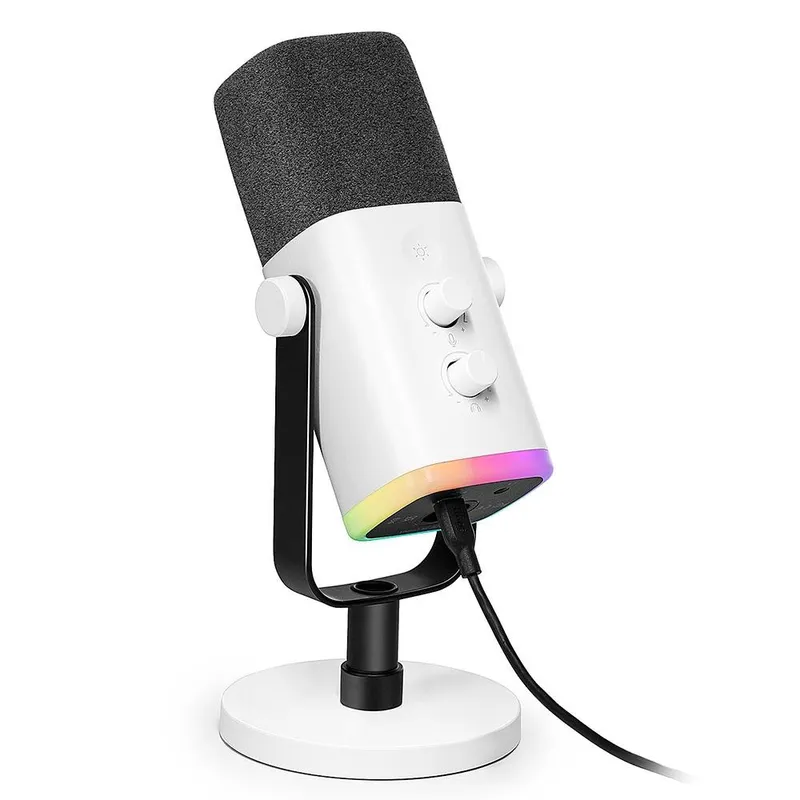 Microfone Dinâmico Gamer Fifine Ampligame, RGB, Cardióide, USB-C, Anti-Ruído, Para Streaming, Preto - AM8