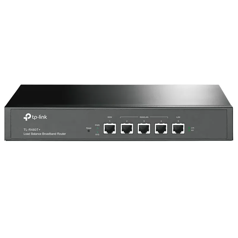 Roteador Balanceador De Carga De Banda Tp-link Tl-r480t+ / 1wan / 3wan/lan / 1lan / 266mhz - Preto