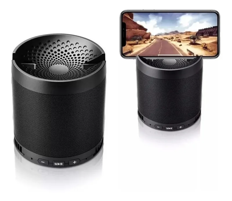 Caixa Som Portátil Mini Speaker Kapbom, Encaixe De Celular, Led, Bluetooth, Wireless, Preto, Bivolt