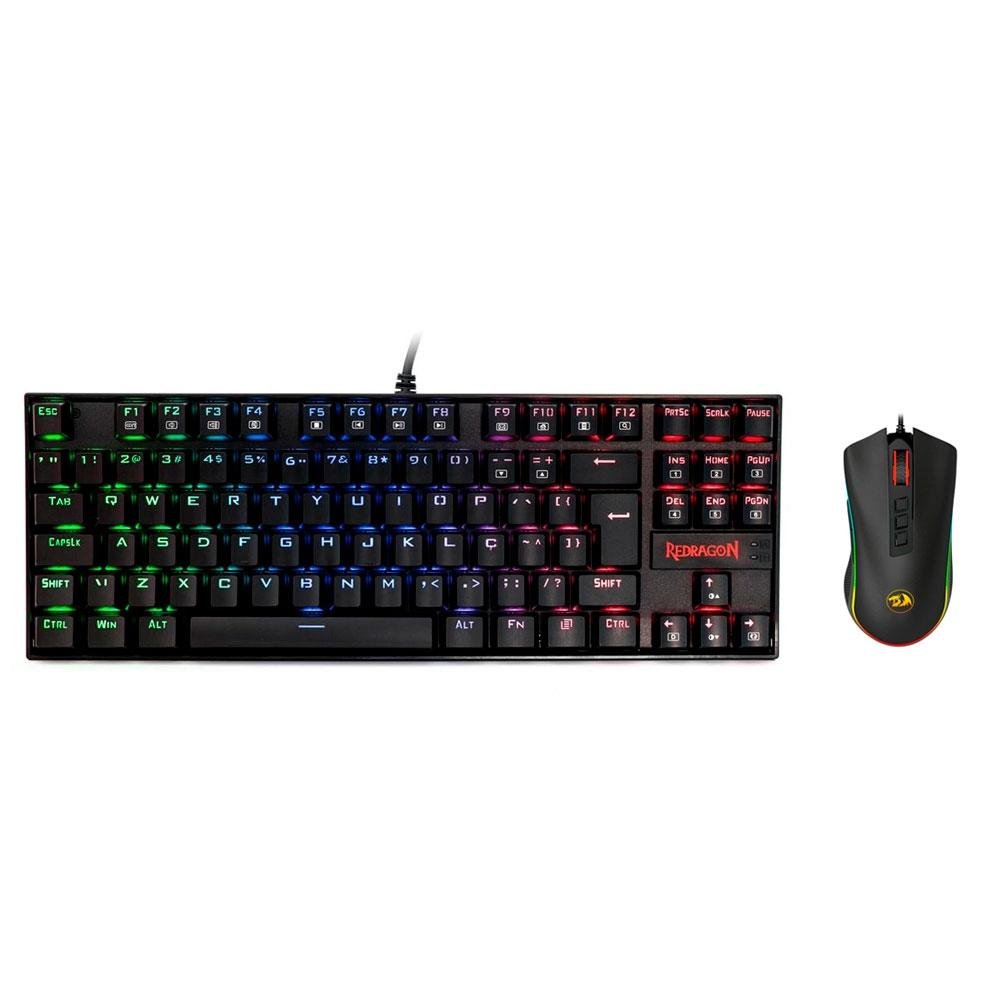 Kit Gamer Redragon Teclado Kumara Switch Blue + Mouse Cobra 10000DPI