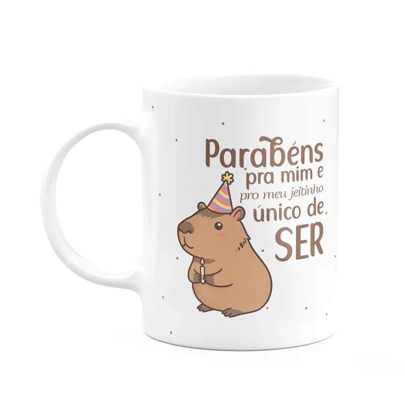 Caneca Divertida Capivaras - Parabéns Pra Mim
