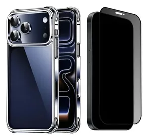 Capinha Anti Choque Tpu + Película 3d Privacidade De Vidro Anti Espião Para Iphone 17 Pro