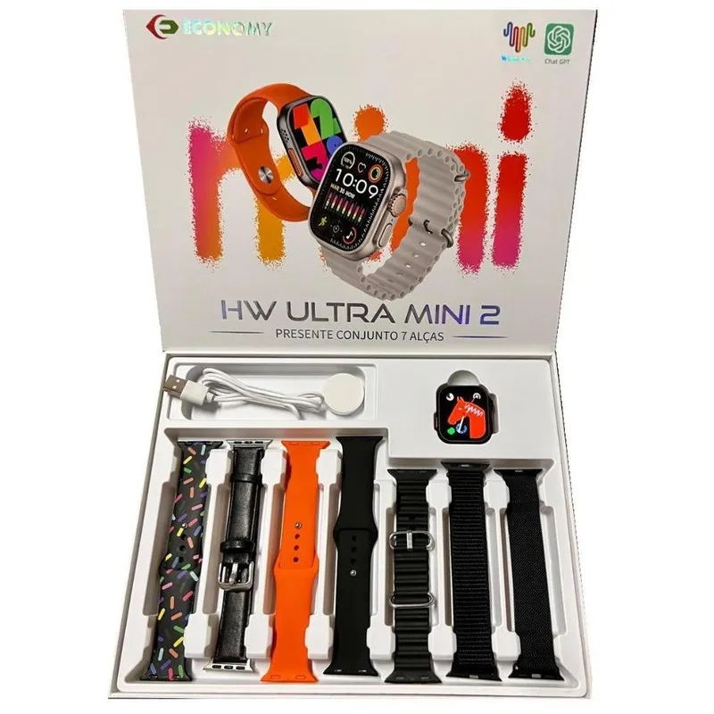 Smartwatch Hw Ultra Mini2 41mm +7 Multiiras Com Chat Gpt - Preto