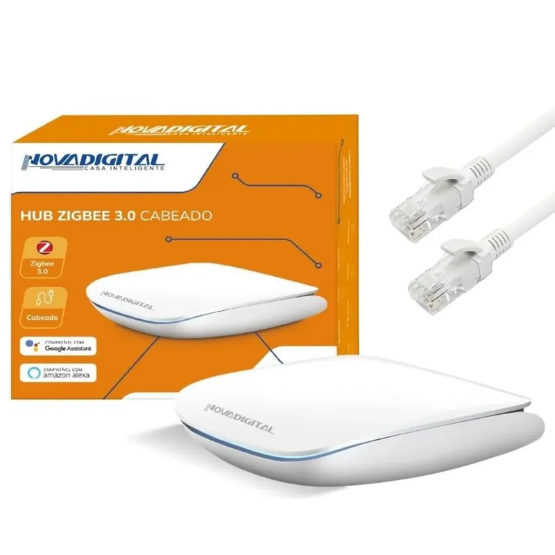 Hub Central Zigbee Cabeado Conexão Rj45 Wi-fi Smart Life Tuya Compatível Alexa e Google Assistente Novadigital HNZ-CB