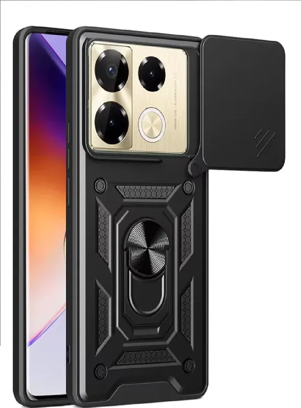 Capa Capinha Armadura C/ Proteção Da Camera Suporte Anel 360 Para Infinix Note 40 Pro Pro+ 5g