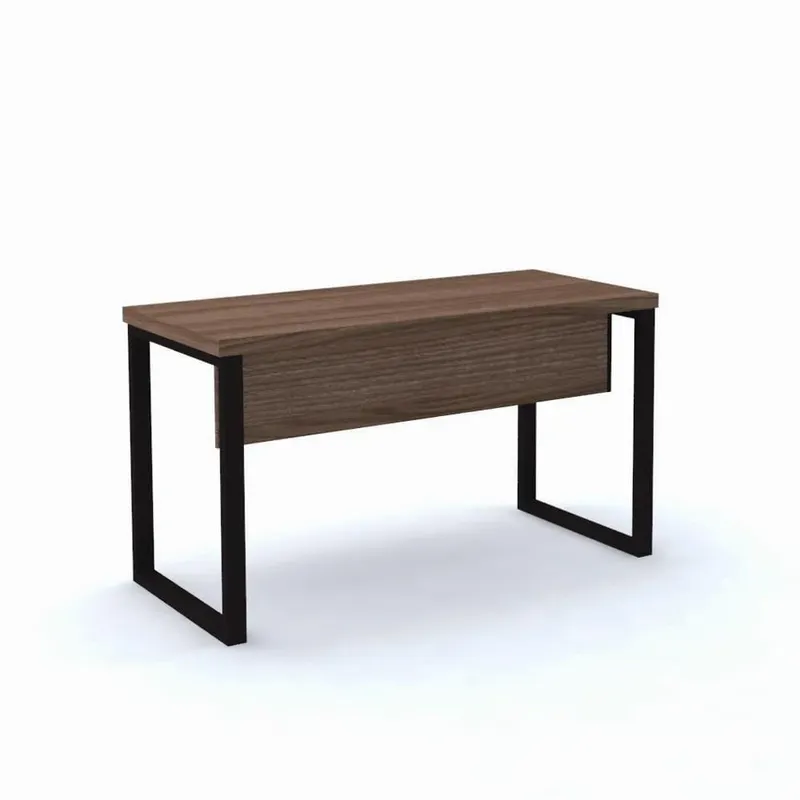 Mesa De Escritório Pé Tubular Pe25 Em Mdp 150 X 70 Cm Preta Com Base Preta
