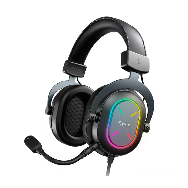 Headset Gamer Fifine H9, Som Surround 7.1, USB, Console e PC, Preto - H9