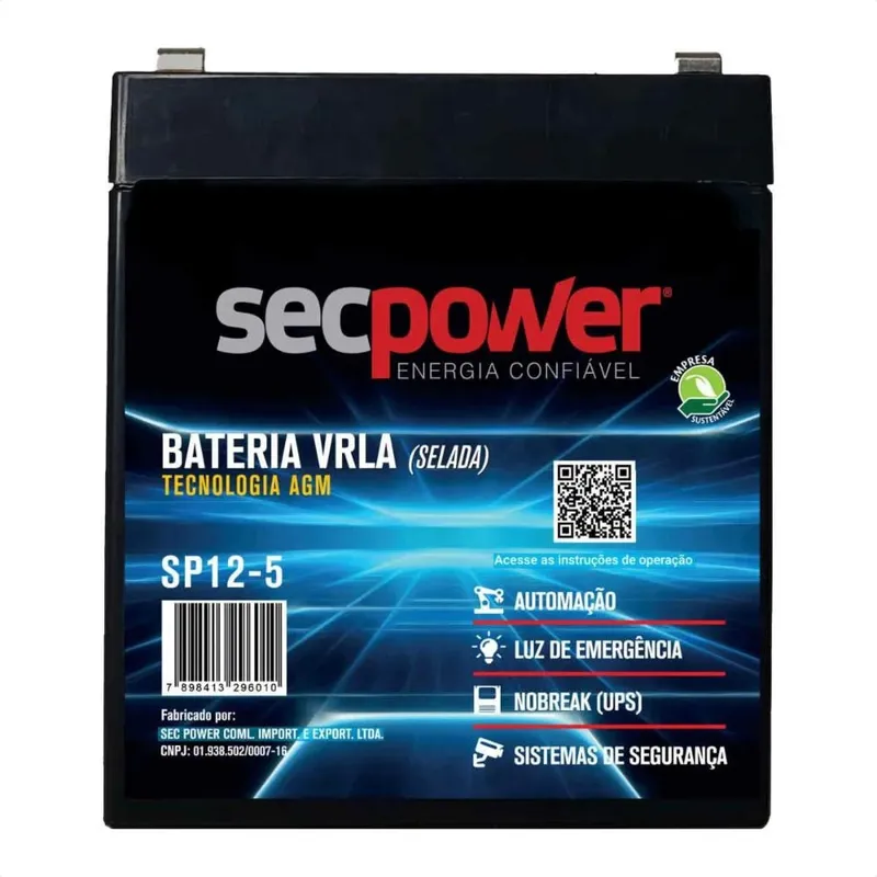 Bateria Selada Vrla 12v 5ah Sp 12-5 Secpower