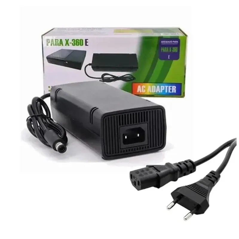 Fonte De Alimentação Ac Bivolt Compatível Com XBOX 360-e Super Slim 1 Pino + Cabo De Energia