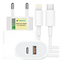 Carregador Turbo 20w Para Iphone 14 Pro Max 8 X Xr 11 + Cabo