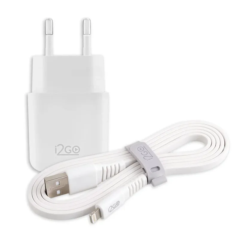 Kit Carregador De Parede + Cabo Lightning I2go 2,4a Branco