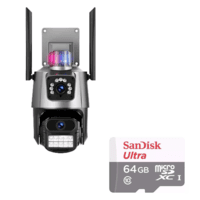 Câmera De Segurança Externa Lente Dupla 4k LED Sirene Policial Cartão 64gb