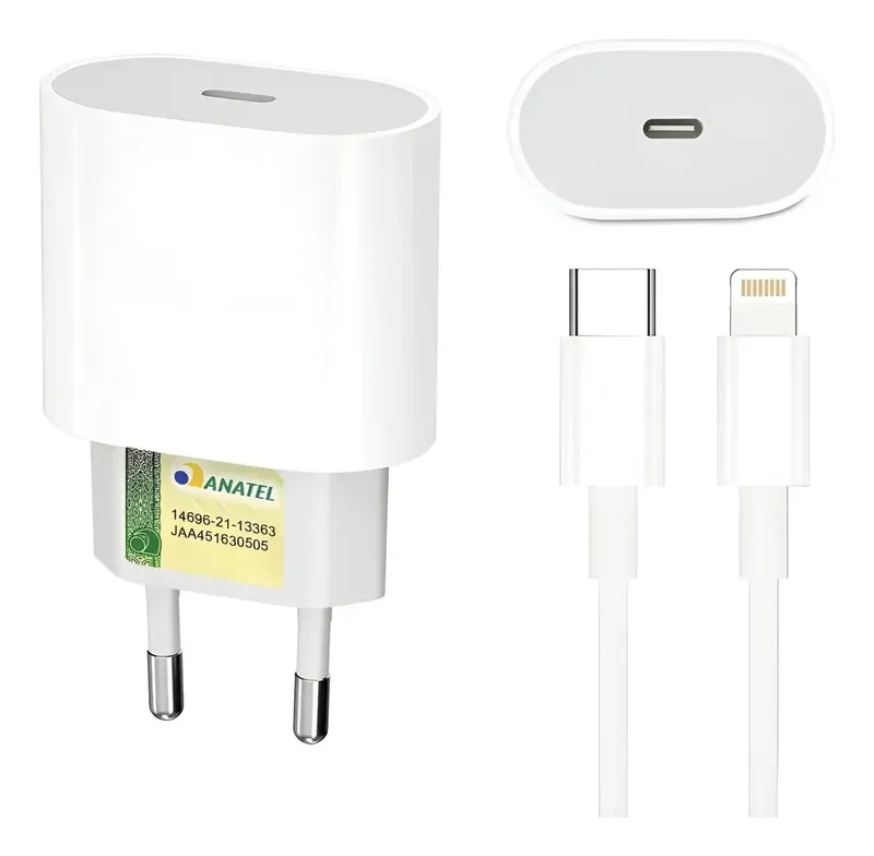 Kit Carregador Turbo Linha Premium Cabo Usb-c-lightning + Fonte Carregador Ultra Rapido
