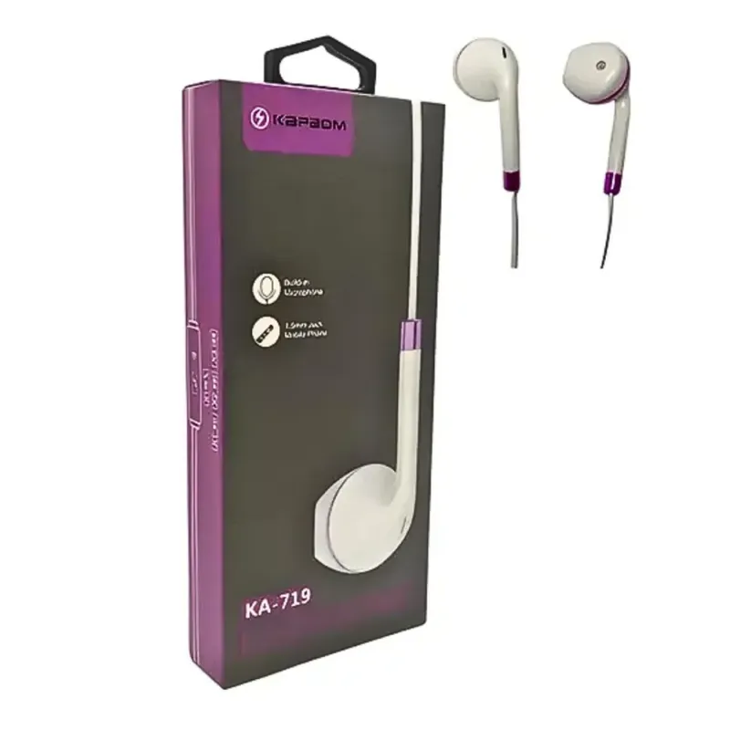 Fone De Ouvido Com Fio E Microfone Earphones Kapbom Cor:roxo