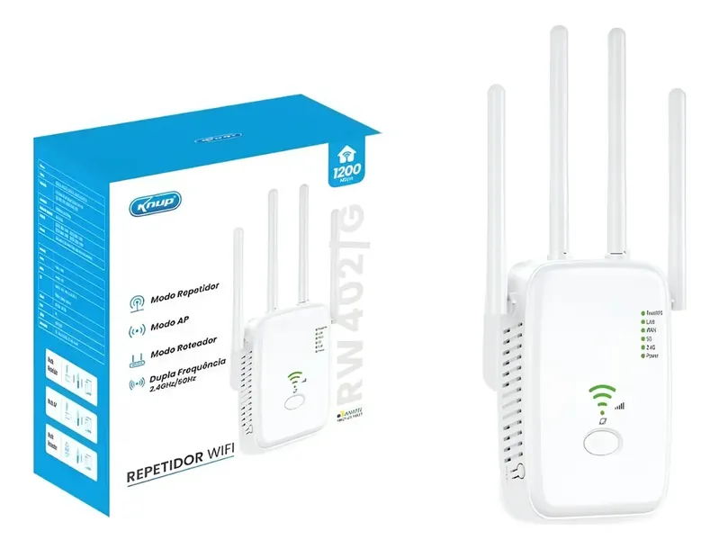 Repetidor Wifi Knup Kp-rw402 Branco Sem Fio 5ghz