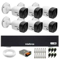 Kit 6 Câmeras Intelbras Vhc 1120 B Hd 720p Visão Noturna 20m + Dvr Digital De Vídeo Mhdx 1008-c
