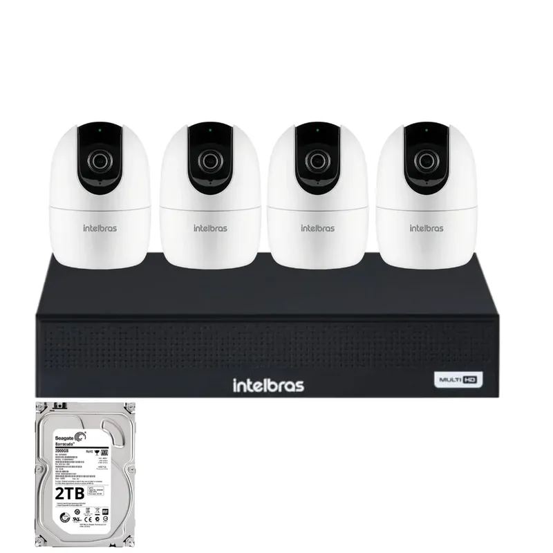 Kit 4 Câmeras Wi-fi Intelbras Im4 Nvd 1404 1080p Intelbras Com 4 Canais Com Hd 2TB Incluso