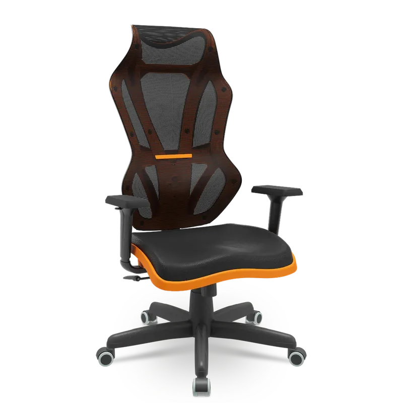 Cadeira Escritório Presidente Gamer Vizon Dz Plaxmetal Relaxsystem Preta/laranja