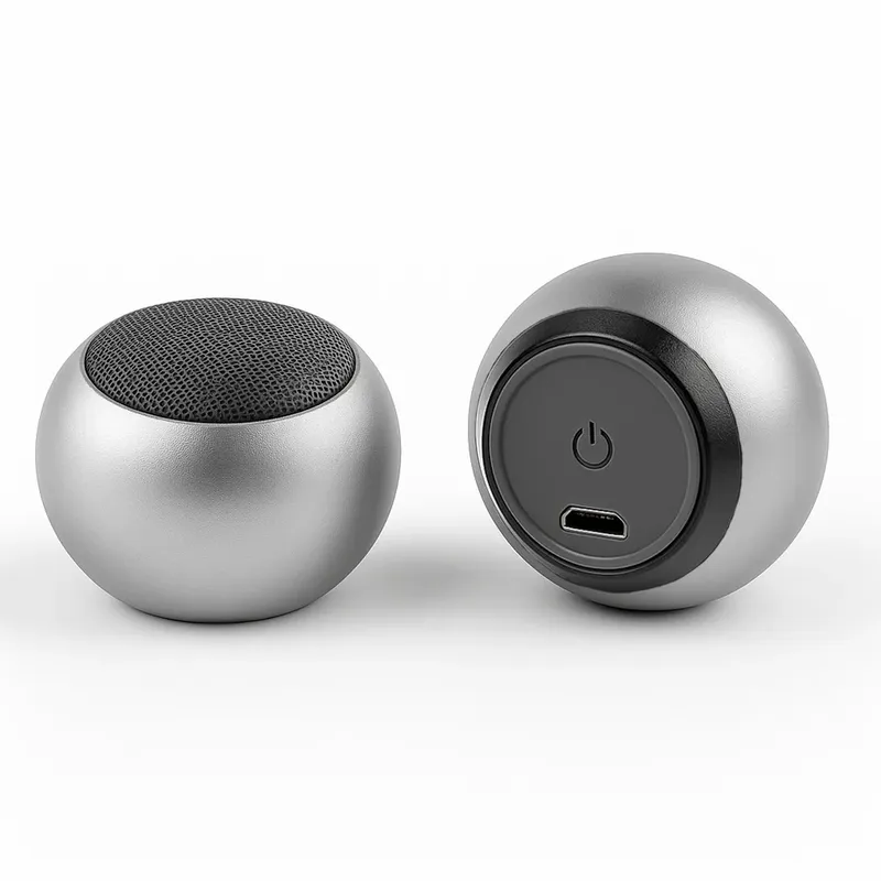 Speaker Bluetooth Compacto 3w Com Design Bolinha E Bateria Durável Cor:prata