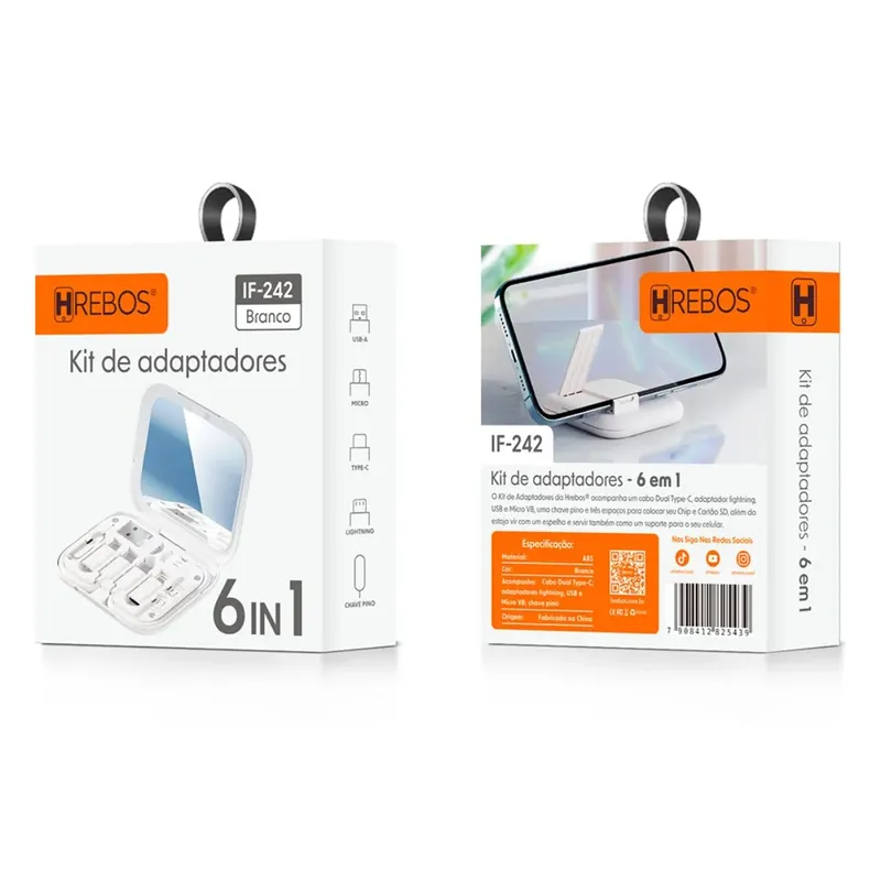 Kit Multi Adaptadores Otg 6 In 1 Tipo C Para Lightning