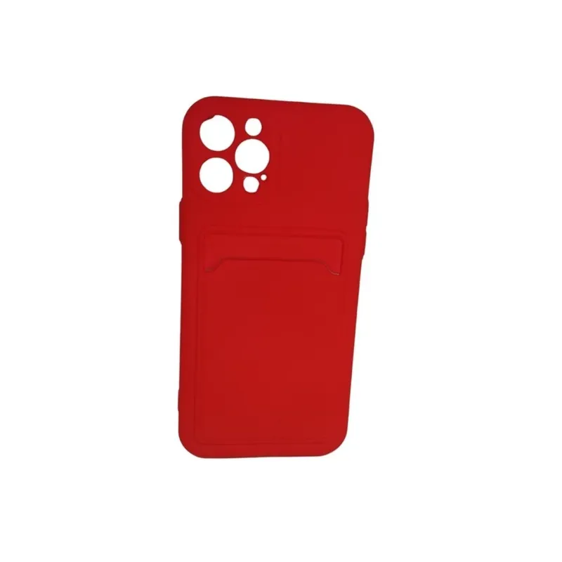 Capa Capinha Compatível Iphone 12 Pro Com Porta Cartões Cor:vermelho