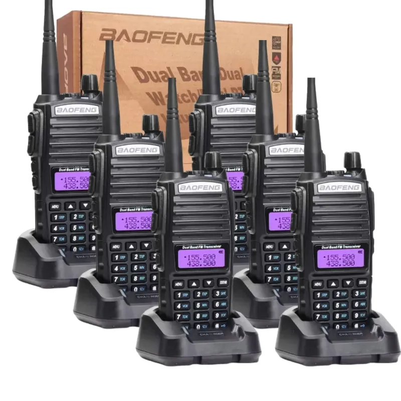 Kit 6 Radio Walkie Talkie Baofeng Ht Profissional Uv82 Radio Fm Longo Alcance Lanterna Radio Fm 128 Canais
