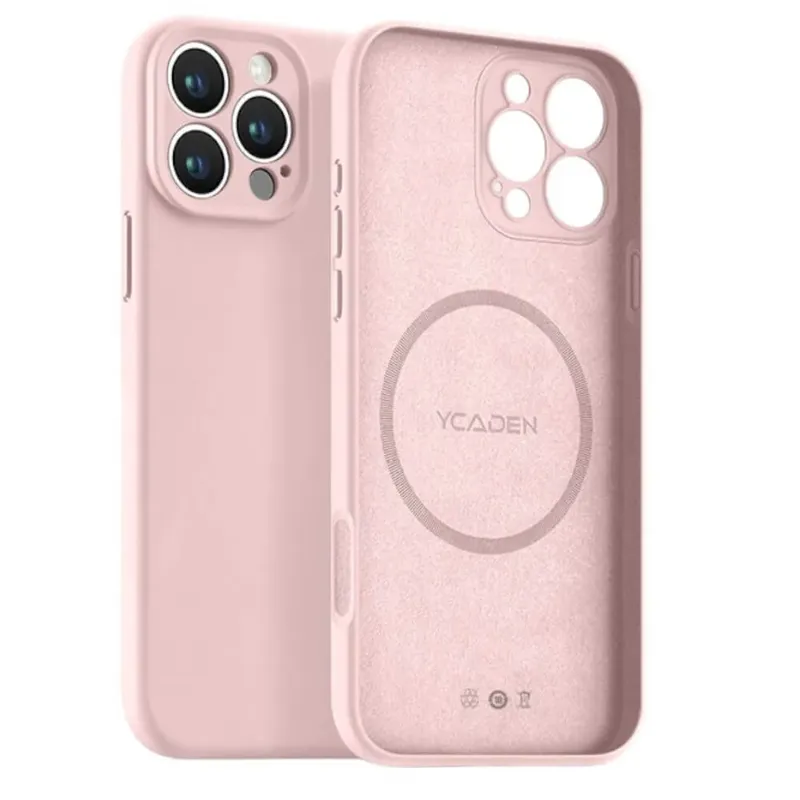 Capa Capinha Protetora de Silicone com Interior em Microfibra Compatível com Magsafe para o iPhone 16 Pro Max - Cor: Rosa