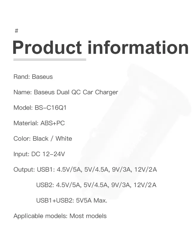 Carregador Automotivo Usb Baseus Qc 4.0 Carregador Usb Dual.