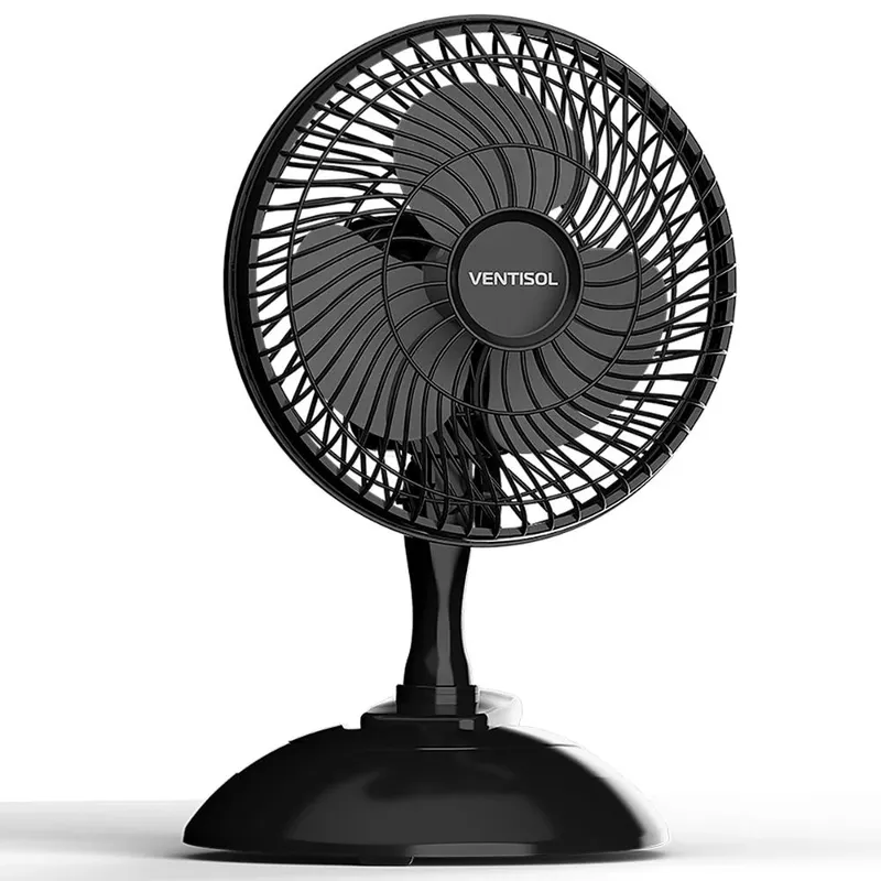 Micro Ventilador De Mesa Pessoal Ventisol Mini 20 3 Pás 20cm 2 Velocidades Preto 220v