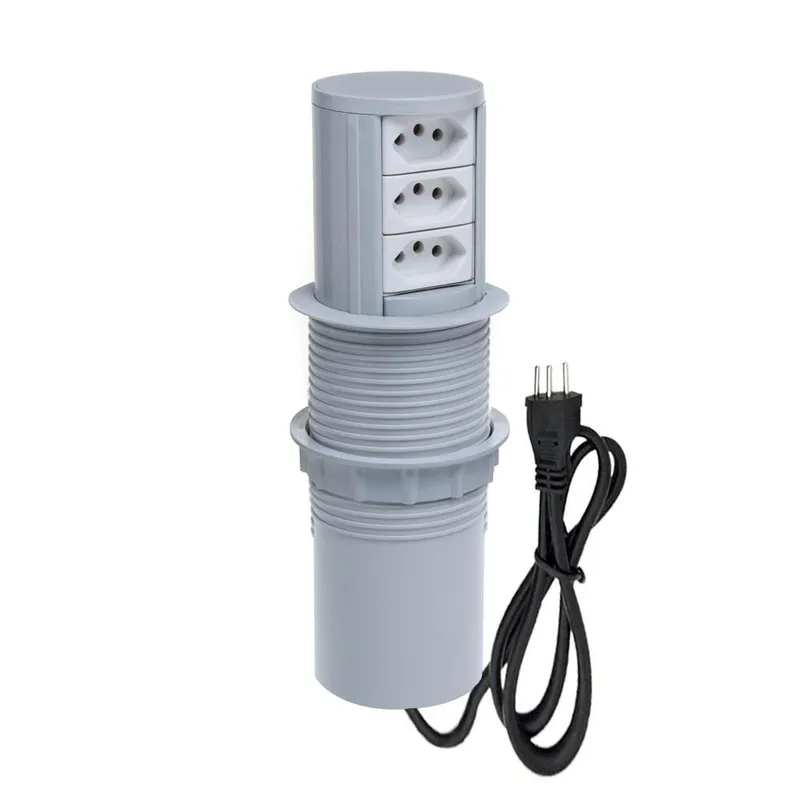Torre De Tomada Connect Totem Slim, Automático, 3 Tomadas 10a, Cinza