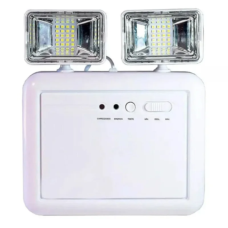 Luminaria De Emergencia 2 Farois Lampada LED Recarregavel Luz Iluminaçao Empresa Casa Comercio