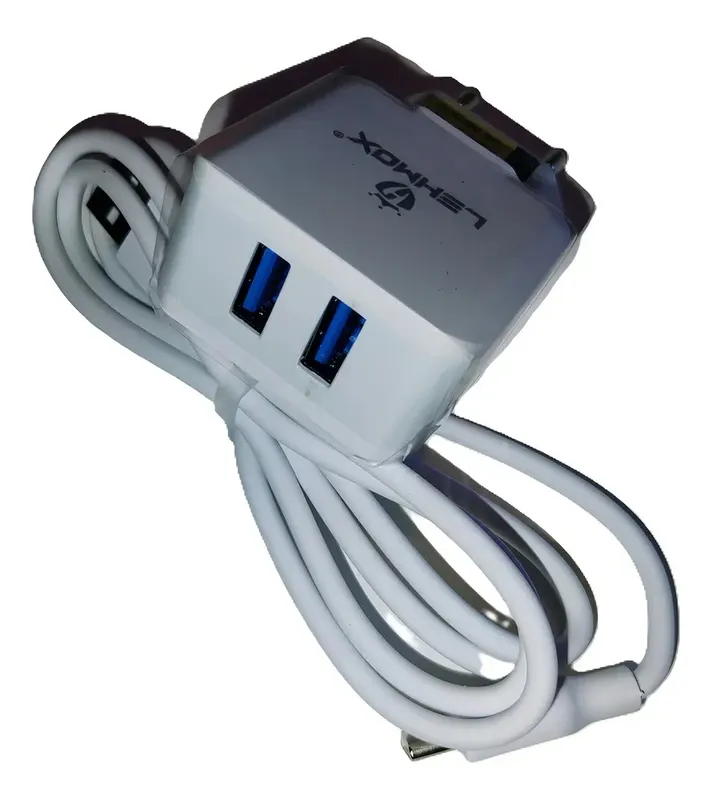 Carregador 2 Usb + Cabo Lightning 1,2m Le-485 Lehmox
