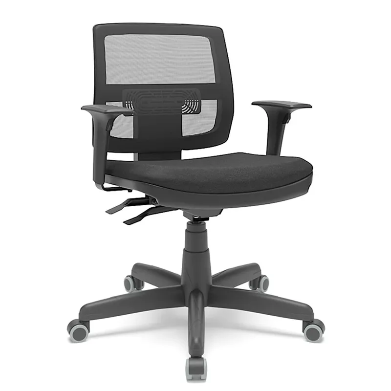 Cadeira Executiva Giratória Para Escritório Brizza Tela Ergonômica Com Certificado Nr17 Preta