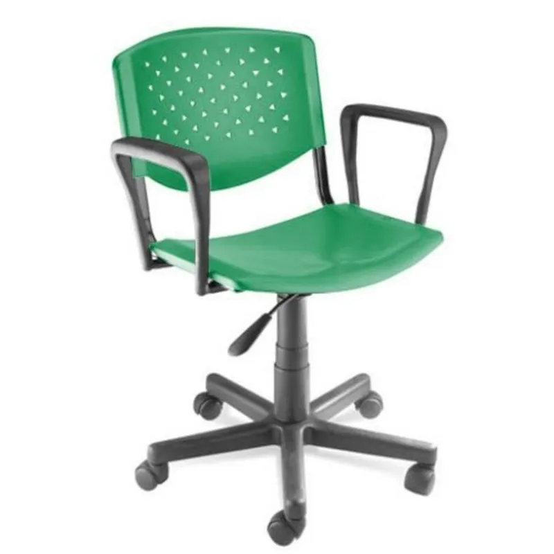 Cadeira Design Office Giratória, Linha Polipropileno Atenas, Com Braços, Verde