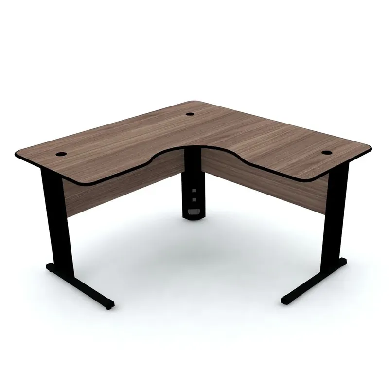 Mesa Em L P/ Escritório 150x150 Pandin Maxxi - Walnut/preto