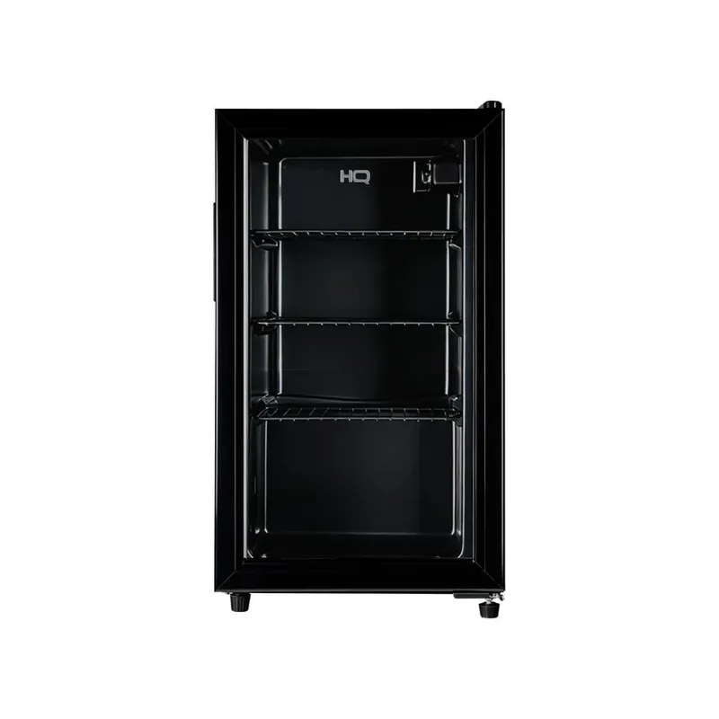 Frigobar Expositor Hq 85l Porta De Vidro Duplo Full Black Com Luz Interna E Termostato Hq-85fbpv - 127v