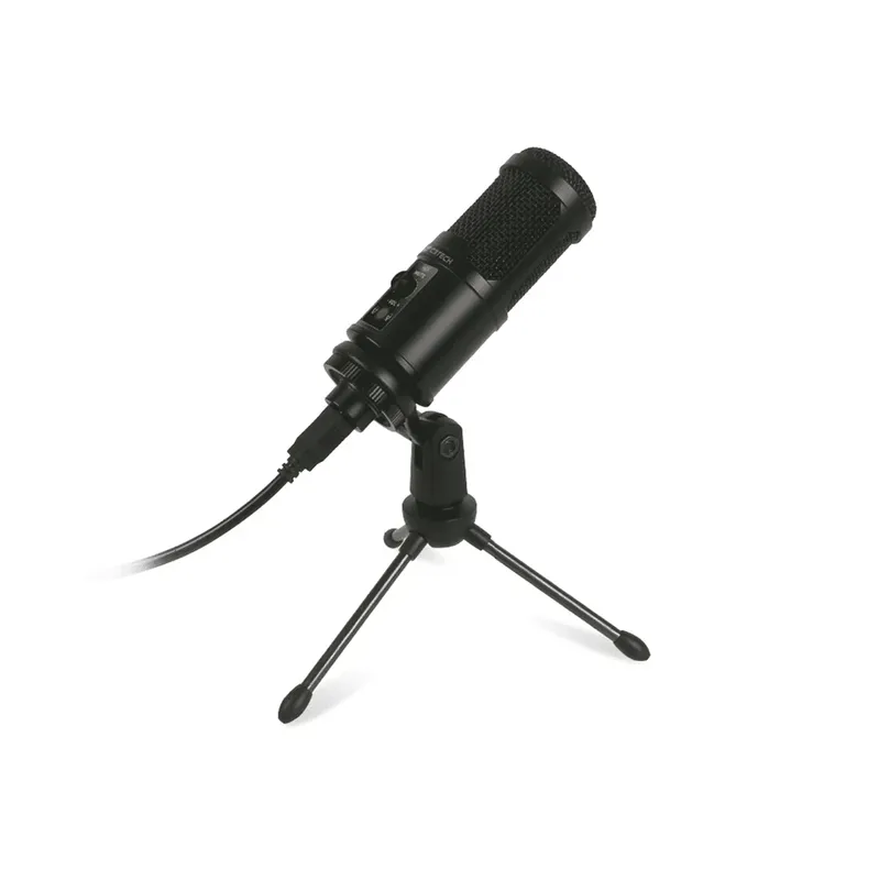 Microfone Condensador Usb Mi-50 C3tech C/ Tripé Cor: Preto Profissional, Placa de Áudio Integrada Preto