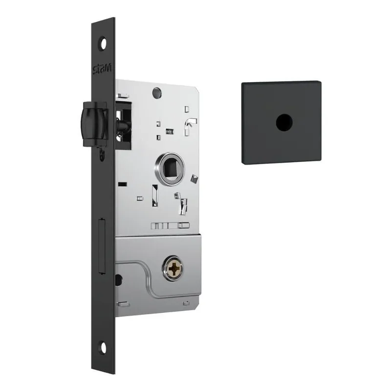 Fechadura 800 Tetra Rolete Para Porta Pivotante Roseta Quadrada1 Preto Fosco Black 40mm Stam