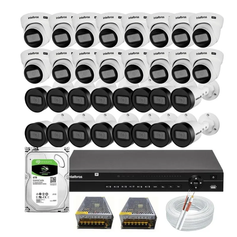Kit Intelbras 32 Câmeras Vhd 1130 30m Dvr Mhdx 1232 Hd 6tb