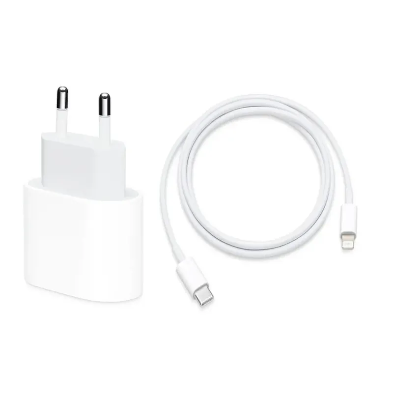 Kit Carregador Cabo+fonte Turbo 2 Entradas Tipo C Para Iphone 7,8,x,xr,11,12,13 E 14